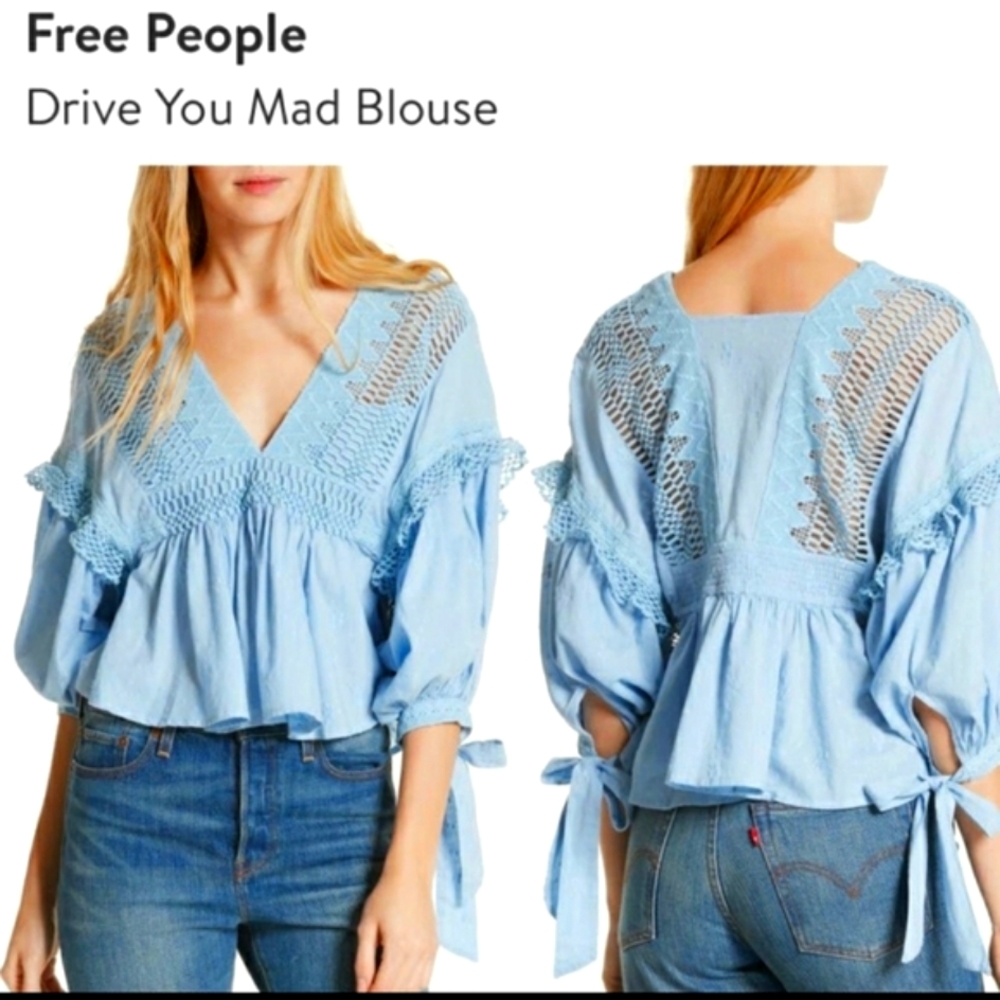 Free People Drive You Mad boho Blouse size xs